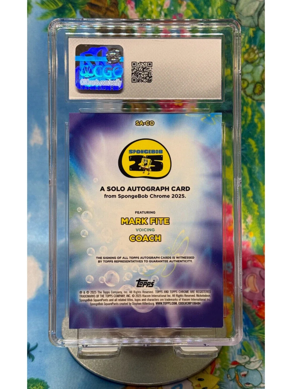 Mark Fite Coach Auto #SA-CO 2025 Topps Chrome SpongeBob Autograph CGC 8 Auto 10